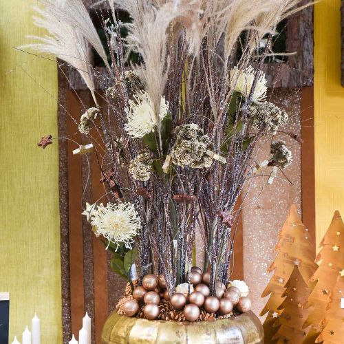 Prodotto Puntaspilli fiori artificiali esotici protea leucospermum crema 73cm 3 pezzi