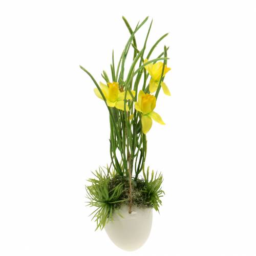 Floristik24 Narciso nel guscio d&#39;uovo da appendere Artificial yellow 25cm