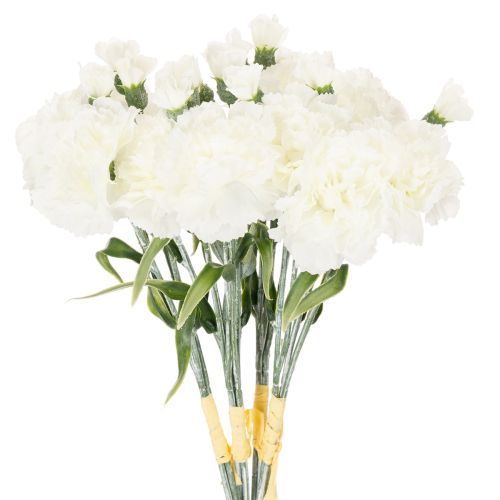 Bouquet di garofani artificiali, fiori artificiali bianchi, decorazione, 4 mazzi