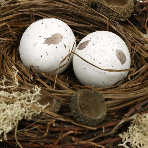 Floristik24 Nido pasquale con uova natura artificiale, decorazione da tavola pasquale bianca Ø19cm