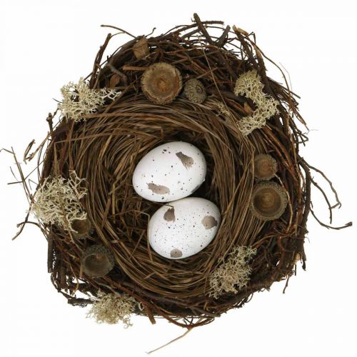 Floristik24 Nido pasquale con uova natura artificiale, decorazione da tavola pasquale bianca Ø19cm