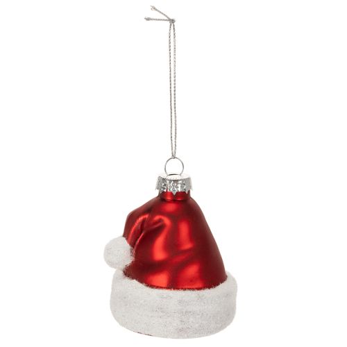 Pallina di Natale a forma di cappello di Babbo Natale in vetro, 8 cm, 6 pezzi | Floristik24.it