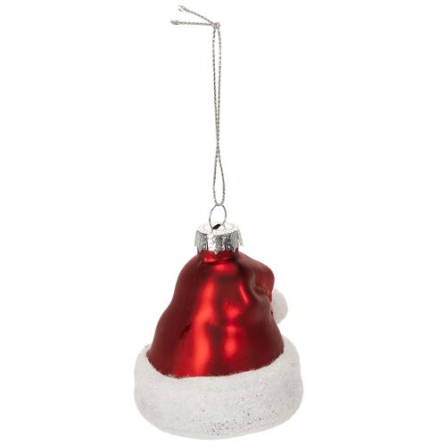 Pallina di Natale a forma di cappello di Babbo Natale in vetro, 8 cm, 6 pezzi | Floristik24.it