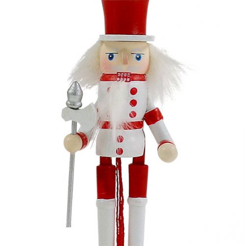 Floristik24 Statuetta schiaccianoci rosso, bianco 12,5 cm
