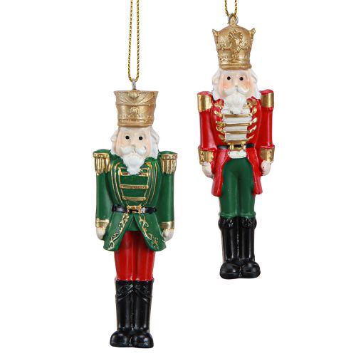 Floristik24 Ciondolo natalizio Schiaccianoci rosso verde oro H10cm 4 pz