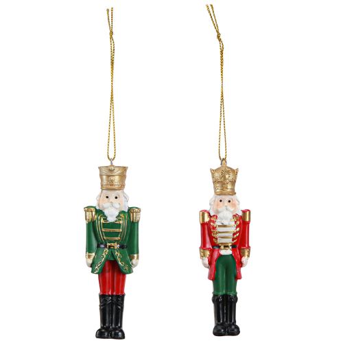 Prodotto Ciondolo natalizio Schiaccianoci rosso verde oro H10cm 4 pz