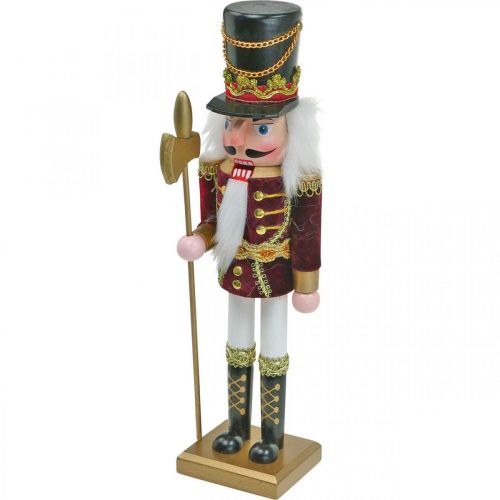 Floristik24 Figura Schiaccianoci Decorazione natalizia in legno rosso 8,5 × 7 cm H30 cm