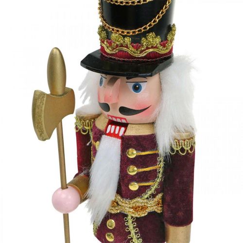 Floristik24 Figura Schiaccianoci Decorazione natalizia in legno rosso 8,5 × 7 cm H30 cm