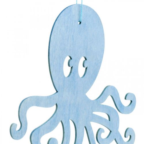 Floristik24 Polpo da appendere polpo blu e bianco in legno decorazione estiva marittima 8 pz