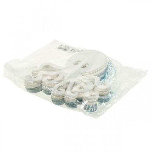 Floristik24 Polpo da appendere polpo blu e bianco in legno decorazione estiva marittima 8 pz