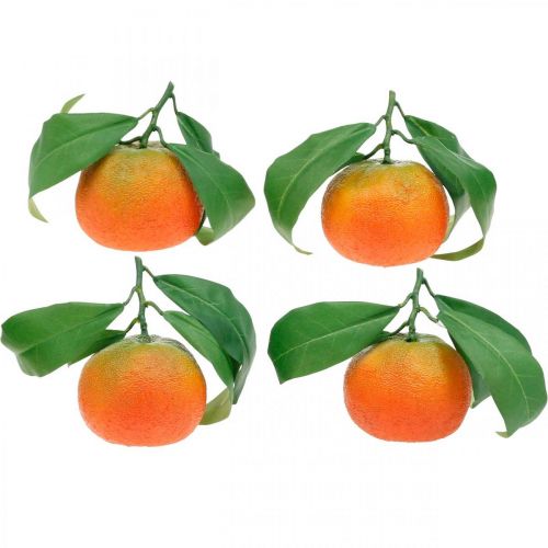 Floristik24 Frutti decorativi, arance con foglie, frutti artificiali H9cm Ø6,5cm 4 pezzi