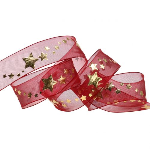 Nastro decorativo in organza con motivo a stella 25mm 20m