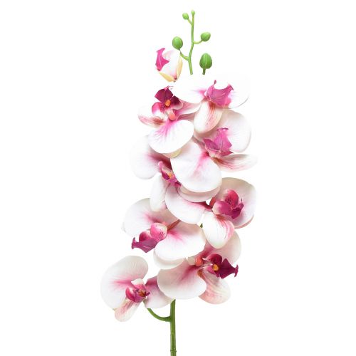 Orchidea Phalaenopsis artificiale 9 fiori bianco fucsia 96 cm