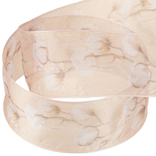 Prodotto Nastro di organza fiori di cotone nastro decorativo rosa 40mm 15m