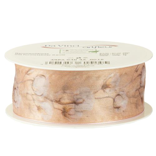 Prodotto Nastro di organza fiori di cotone nastro decorativo rosa 40mm 15m