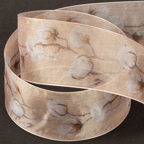 Prodotto Nastro di organza fiori di cotone nastro decorativo rosa 40mm 15m