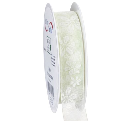 Floristik24 Nastro in organza, floreale, per regali, verde, 25 mm, 18 m
