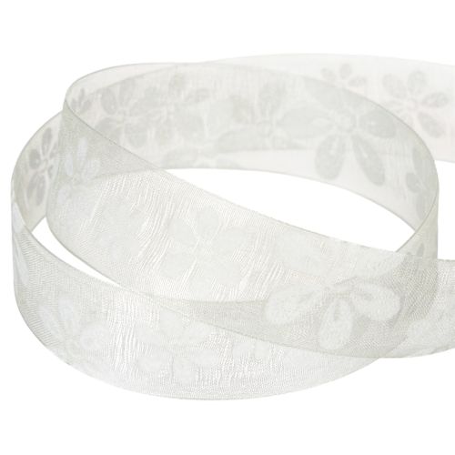 Prodotto Nastro in organza, floreale, per regali, verde, 25 mm, 18 m