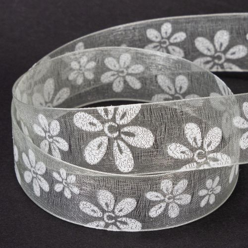 Prodotto Nastro in organza, floreale, per regali, verde, 25 mm, 18 m