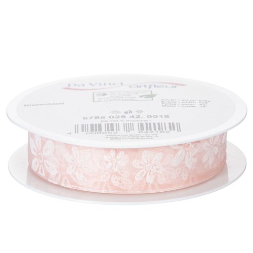 Prodotto Nastro in organza, nastro regalo floreale, rosa, 25 mm, 18 m