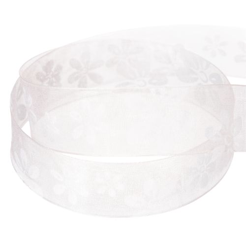 Prodotto Nastro in organza, nastro regalo floreale, rosa, 25 mm, 18 m