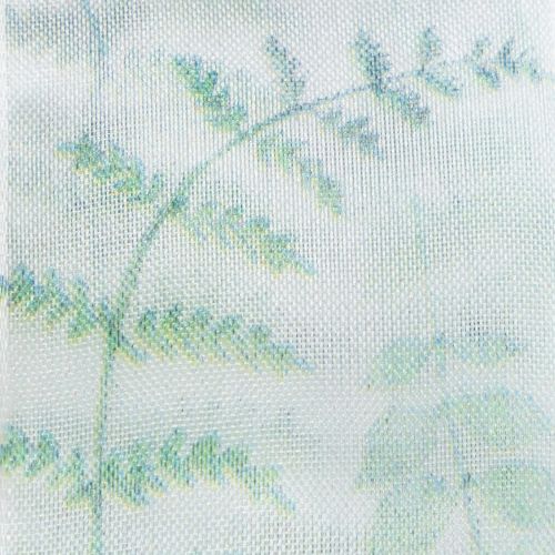 Prodotto Nastro in organza, nastro in chiffon, rami con foglie, verde, 40 mm, 15 m