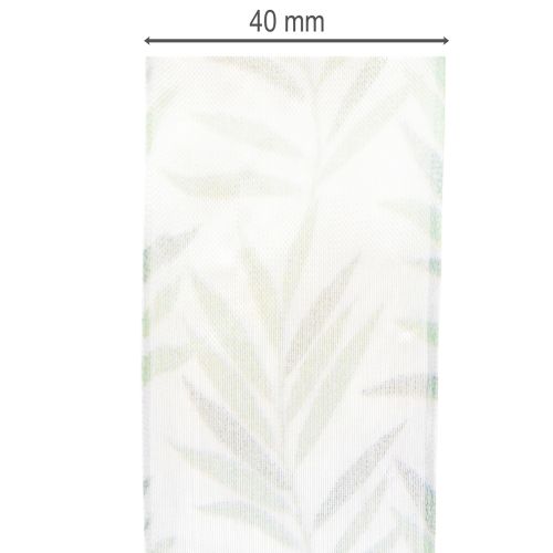 Prodotto Nastro in organza, nastro in chiffon, nastro verde con motivo floreale, 40 mm x 15 m
