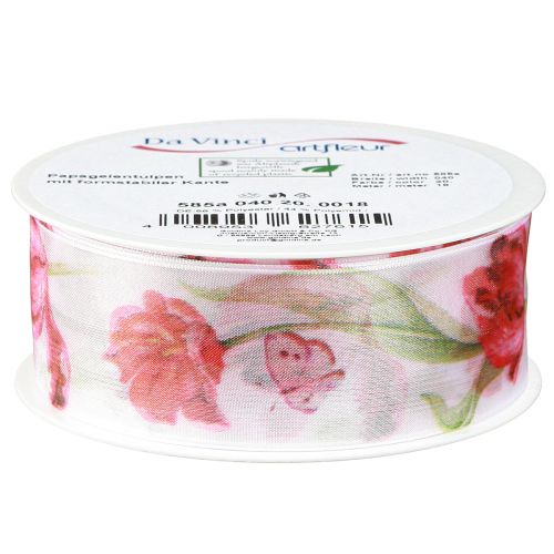 Prodotto Nastro di organza nastro di chiffon pappagallo tulipani rossi 40mm 18m