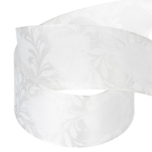 Prodotto Nastro in organza color crema, decorativo con cuoricini, largo 40 mm, lungo 15 m.