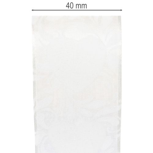 Prodotto Nastro in organza color crema, decorativo con cuoricini, largo 40 mm, lungo 15 m.