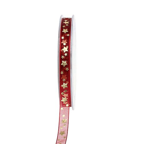 Nastro di organza rosso scuro con stelle 15mm 20m