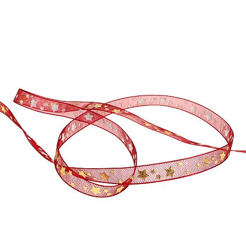 Prodotto Nastro organza rosso scuro con stelle 15mm 20m