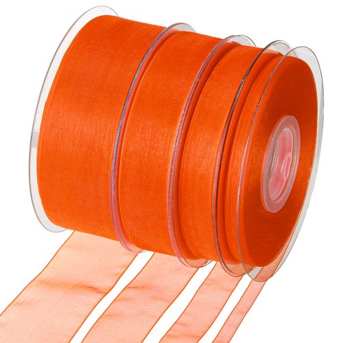 Nastro in organza, nastro regalo arancione, cimosa 50 m