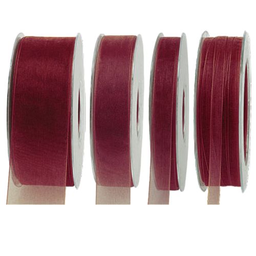 Floristik24 Nastro regalo in organza con cimosa Bordeaux 50m