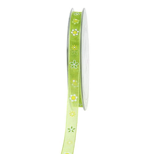 Floristik24 Nastro di organza verde con motivo 10mm 20m