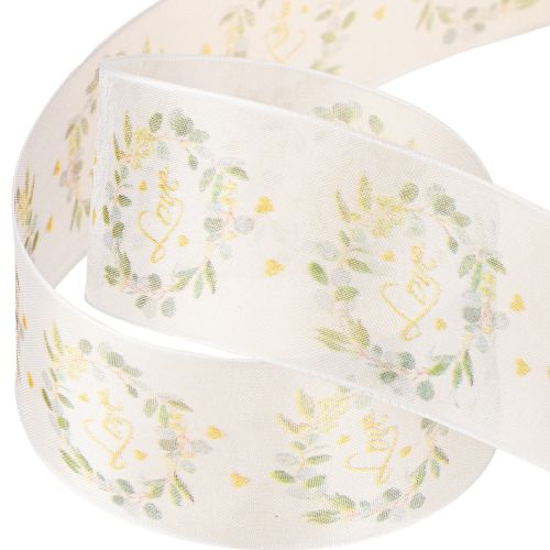 Prodotto Nastro di organza per decorazioni nuziali "Love" bianco 40mm 15m