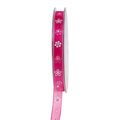 Nastro di organza rosa con motivo 10mm 20m