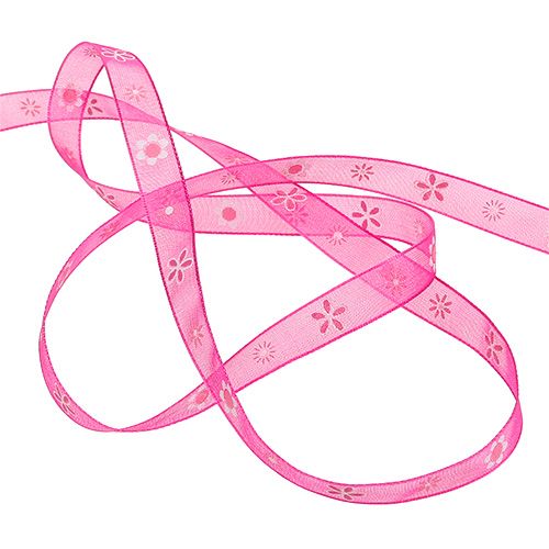 Nastro di organza rosa con motivo 10mm 20m