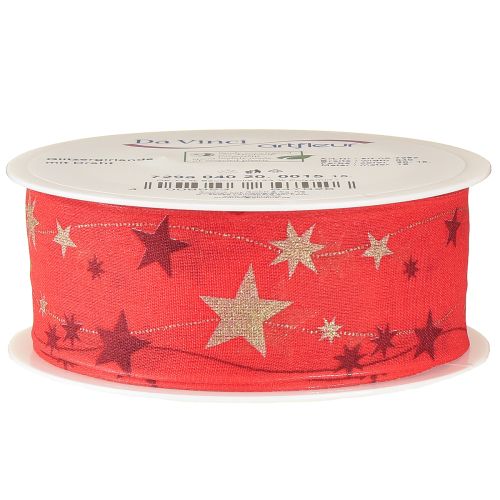 Prodotto Nastro natalizio rosso con stelle bordo filo 40mm 15m