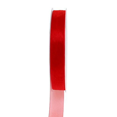 Floristik24 Nastro in organza con cimosa 1,5cm 50m rosso