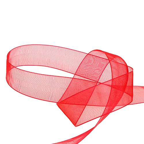 Nastro di organza con cimosa 2,5 cm 50 m rosso