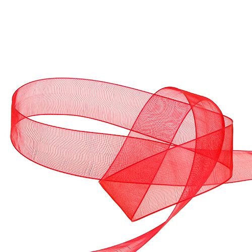 Prodotto Nastro in organza con cimosa nastro decorativo organza 25mm 50m rosso