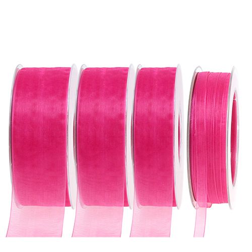 Nastro di organza con cimosa 50m rosa