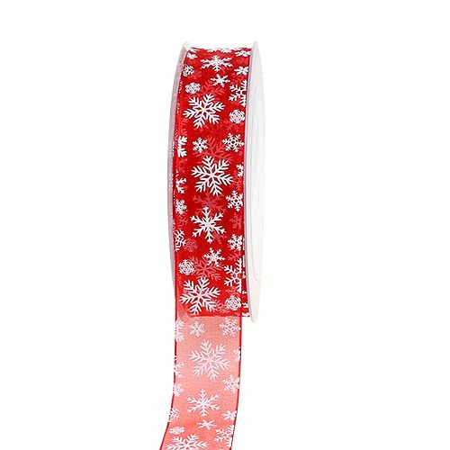 Floristik24 Nastro organza Natale rosso 25mm 20m