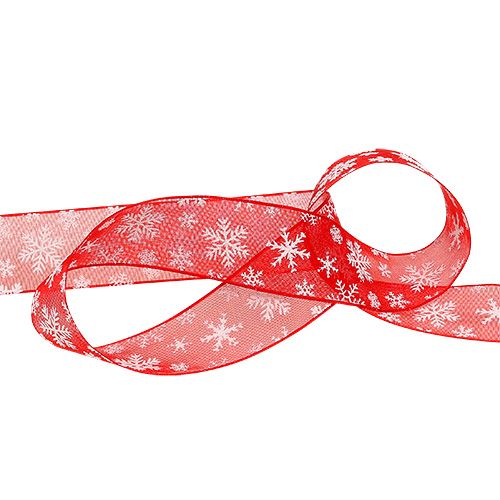 Floristik24 Nastro organza Natale rosso 25mm 20m