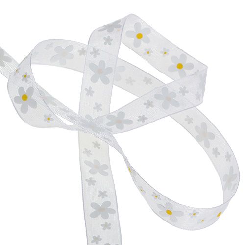 Präsent Nastro in Organza cablato, Bianco, 40mm-25m