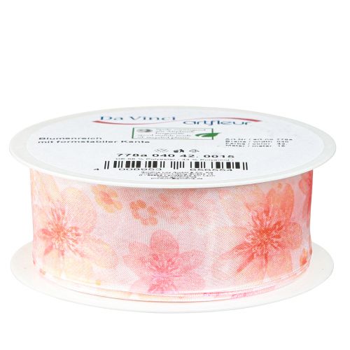 Prodotto Nastro di organza con fiori nastro regalo albicocca 40mm 15m