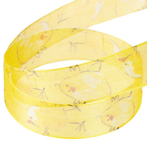 Prodotto Nastro in organza con pulcino nastro regalo giallo 25mm 20m
