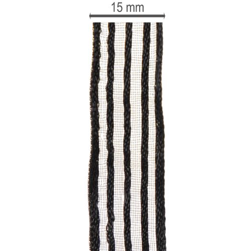 Prodotto Nastro in organza a righe, nastro regalo, nero, largo 15 mm, lungo 20 m.