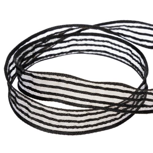 Prodotto Nastro in organza a righe, nastro regalo, nero, largo 15 mm, lungo 20 m.